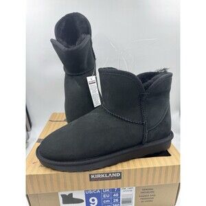 Kirkland Women's Shearling Scalloped Edge Suede Boot Booties Black NEW Size 9